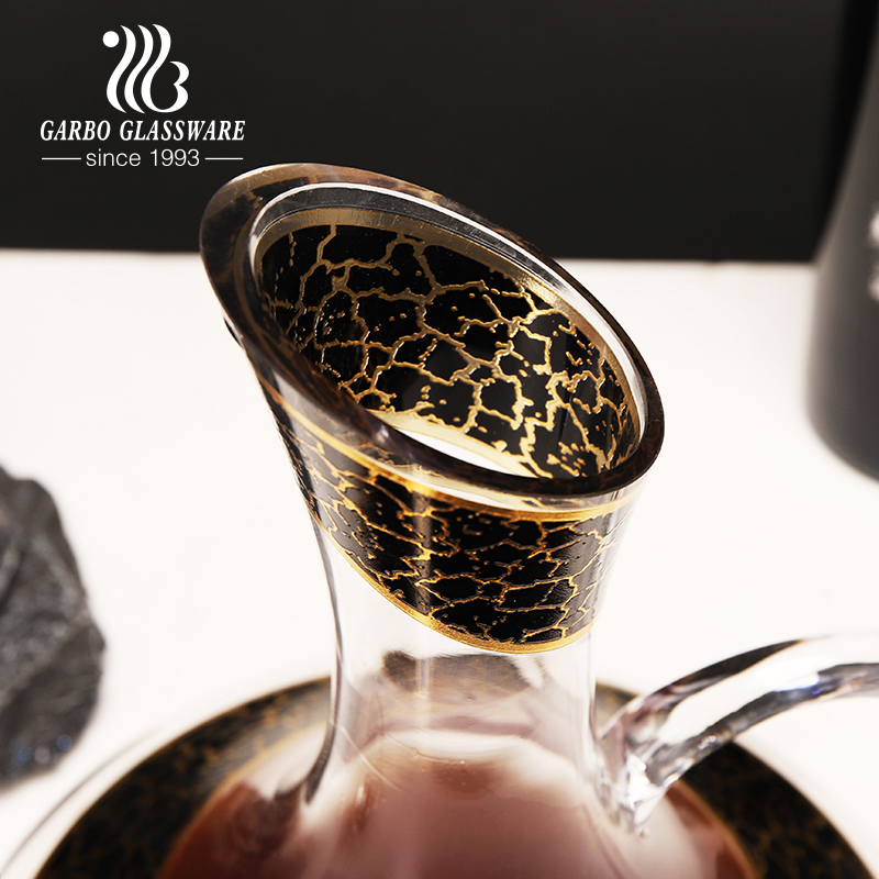 Marbling Decal 7PCS Glass Decanter Wine Glass Goblet 1500ml Whiskey Decanters Toasting Glass Wine Bottle Glass Goblet Set Colored Wine Glass Set