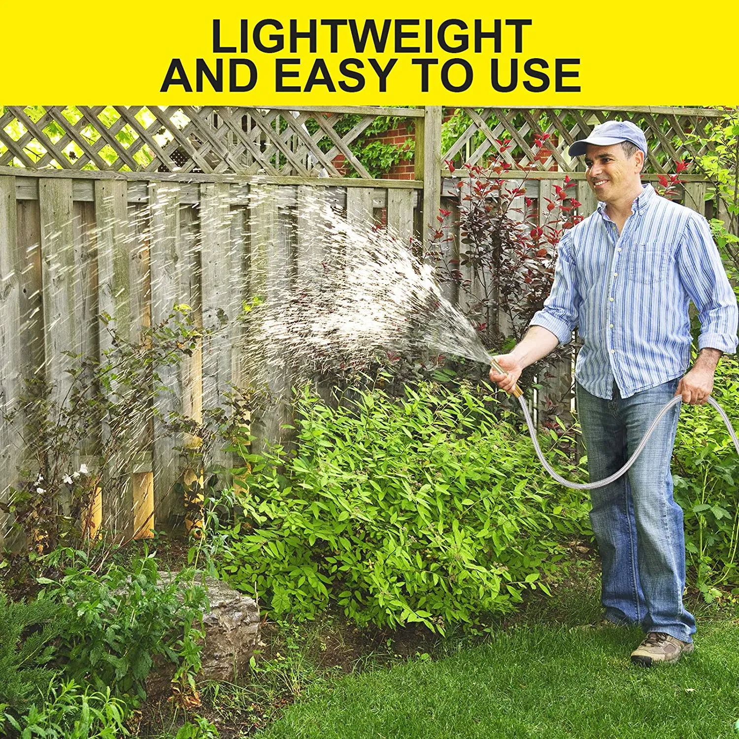 Metal Garden Hose 5FT - Short Hose Stainless Steel Heavy Duty Water Hose with Solid Adjustable Nozzle