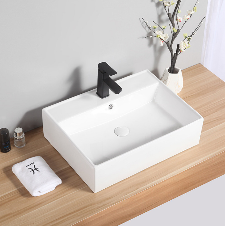 Nordic Modern Single Basin Vanity Small Rectangular Wall Hanging Hotel Ceramic Wholesale Bathroom Basin & Sink Washbasin Furnitures