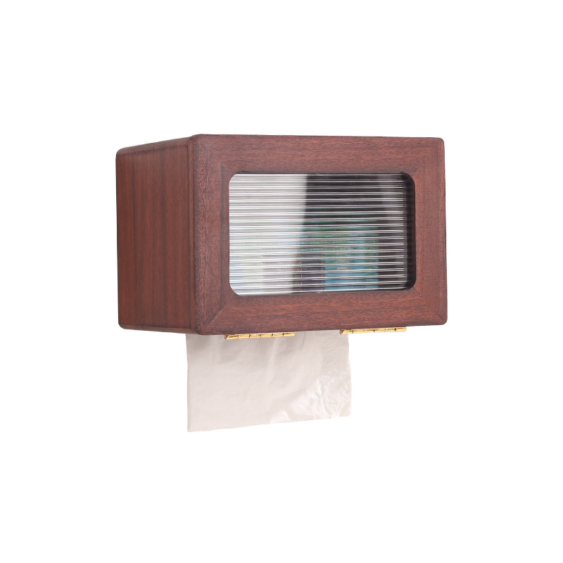 Natural Bamboo Wooden Box for Kitchen Tissue Toilet Paper Roll Dispenser