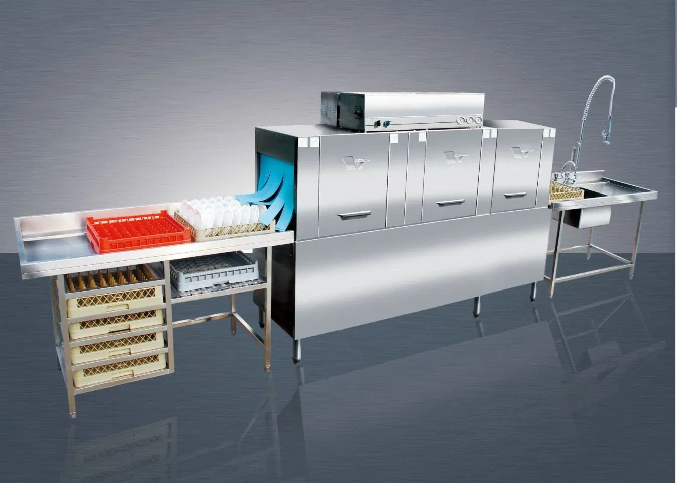Commercial Single-Cylinder Dual-Spray Tunnel-Type Dishwasher (HIGHT-C100)