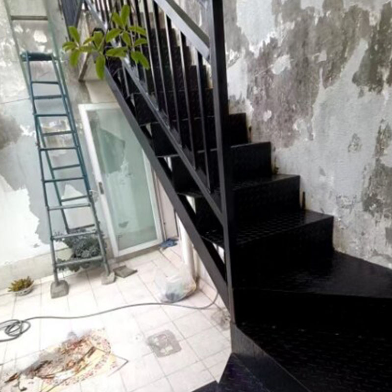 Customized Double-Sided Handrail Steel Structure Foundation Pit Staircase