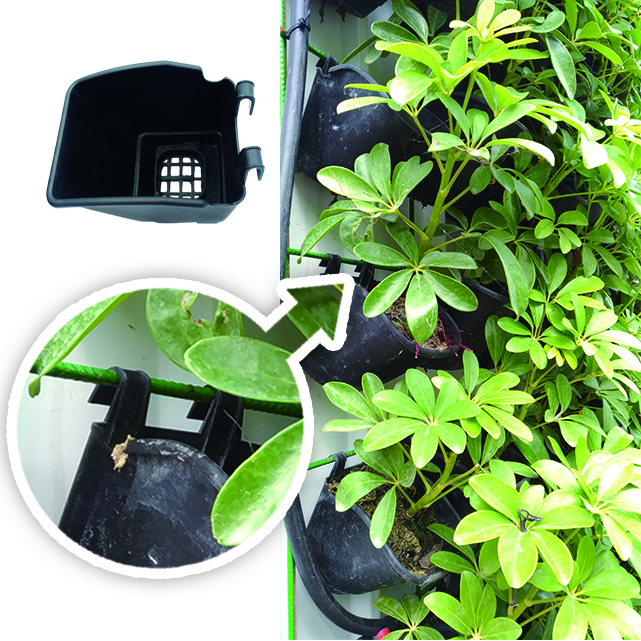 Кашпо вертикальное настенное с подвесными горшками