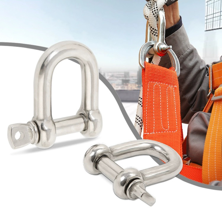 Straight D-Type DIN82101 Marine Use Hardware Shackle DIN 82101 D Shackle with Coller Pin for Lifting