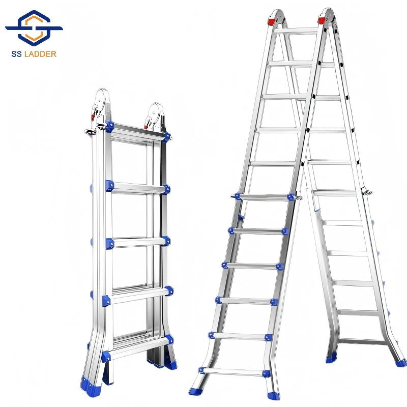 Hot Selling Compact Design Foldable Extendable Aluminum Ladder for Indoor and Outdoor Applications