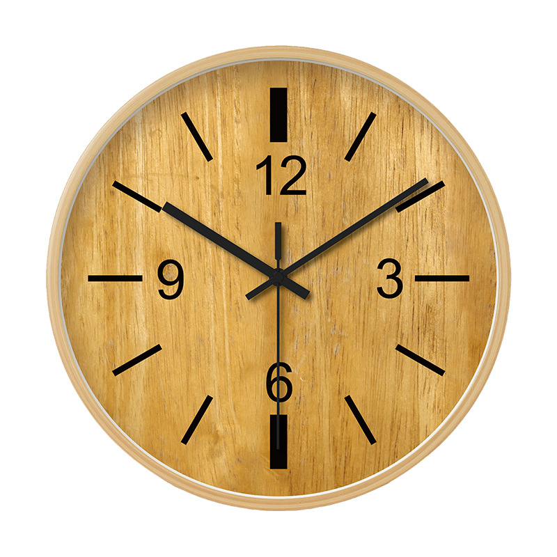 Hot Fashion Plastic Wall Clock with Wooden Clock Face