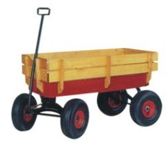 Four Wheel Wooden Wagon Tool Cart for 1-2 Years Baby