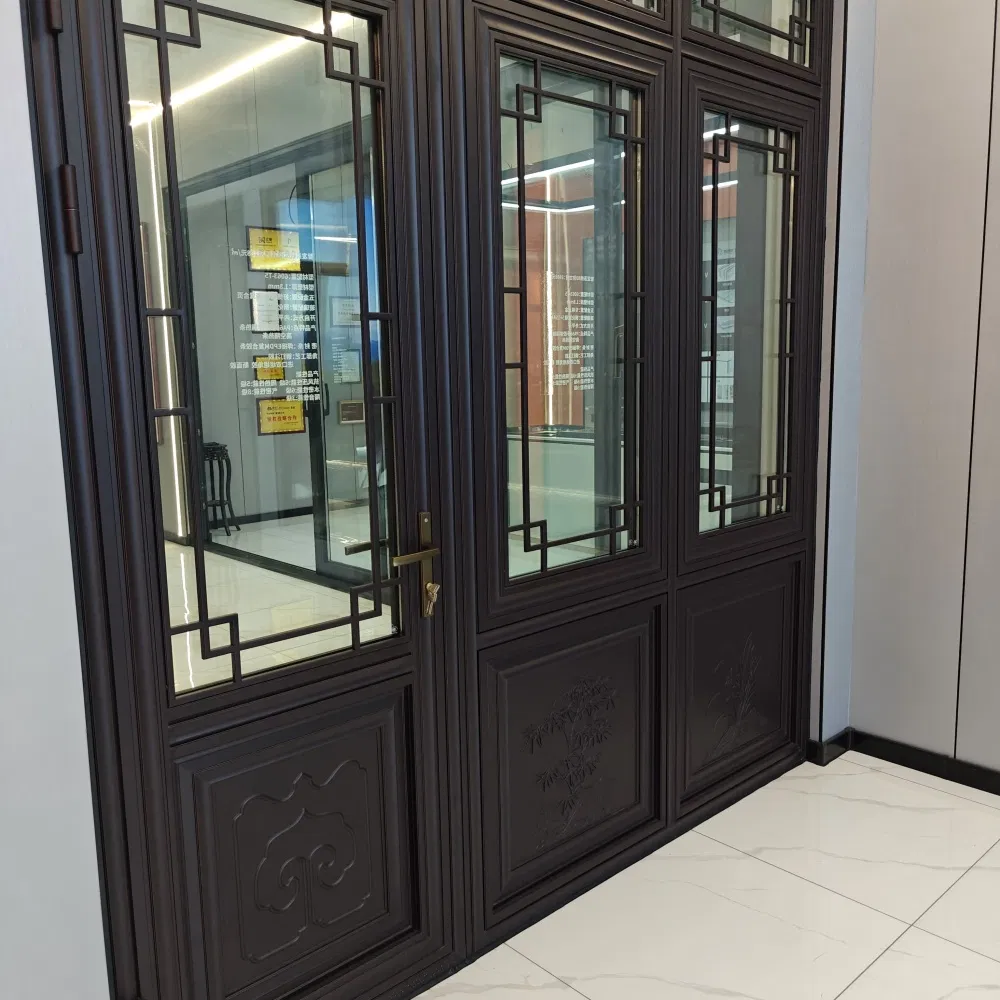 Cultural Antique Window with Natural Wood Texture and High Weather Resistance Aluminum Structure