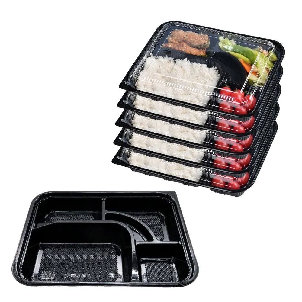 Черный прямоугольный контейнер для еды на вынос 30oz