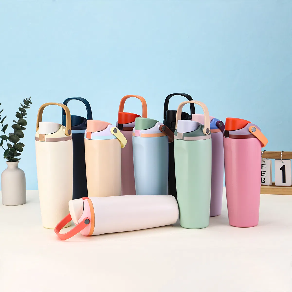 30oz Stainless Steel Outdoor Sports Thermal Coffee Tumbler Water Bottle with Handle