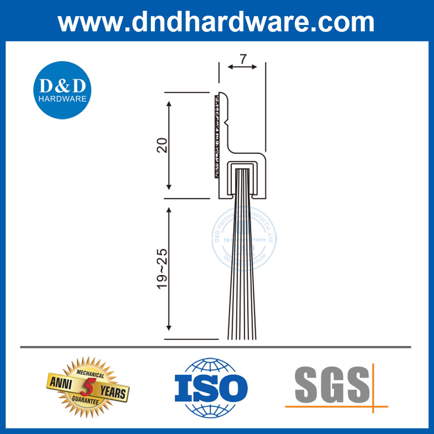 Automatic Drop Down PVC Garage Rubber Door Frame Weather Stripping Dust Proof Nylon Brush Strip Door Sweep Bottom Seal with Aluminum Carrier