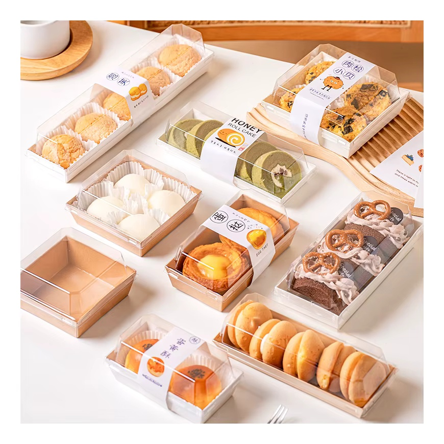 Charcuterie Paper Boxes with Pet Clear Lids for Cake Deli Container