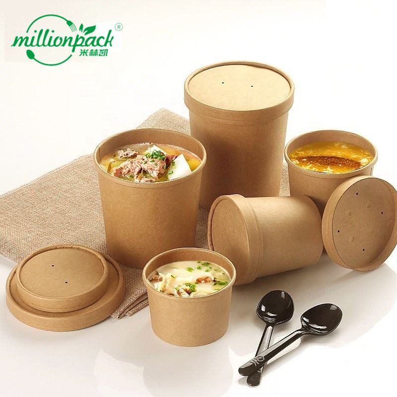 PE PLA Customizable Kraft Paper Soup Bowl with Brand Logo