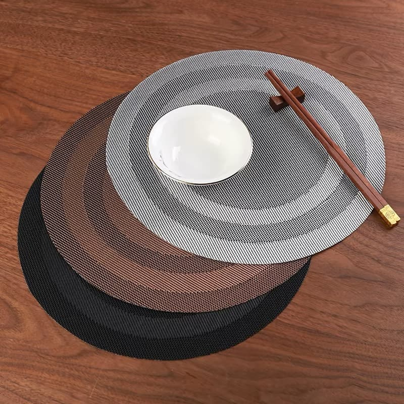 PVC Woven Heat Resistant Table Mat Vinyl Anti-Slip Oilproof Placemat for Dining