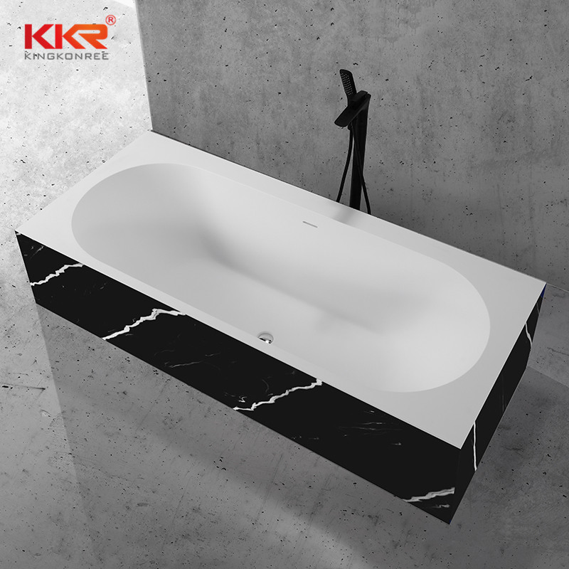 Solid Surface Stone Black Round Bath Tub Bathtub