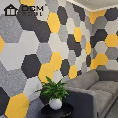 Carved Hexagon Pattern Sound Absorbing Board Polyester Fiber Acoustic Panel