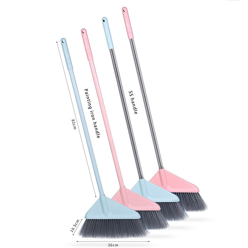 Household Plastic Soft-Bristle Broom and Dustpan Set Office Indoor Broom Set Long-Handled Broom with Dustpan Holder Broom and Dustpan Set with Comb Teeth