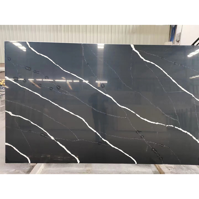 Black/Grey Artificial Marble Quartz Big Slabs for Countertop/Worktop/Island Top/Vanity Top Price