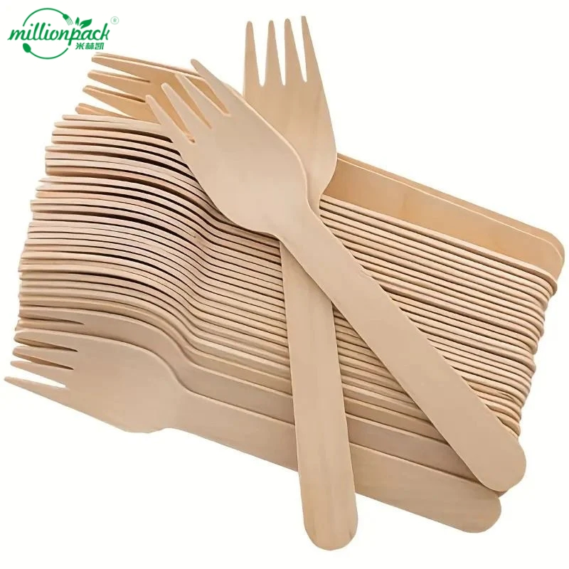Individually Wrapped Wooden Forks for Takeout Food Trucks and Fast Casual Restaurants