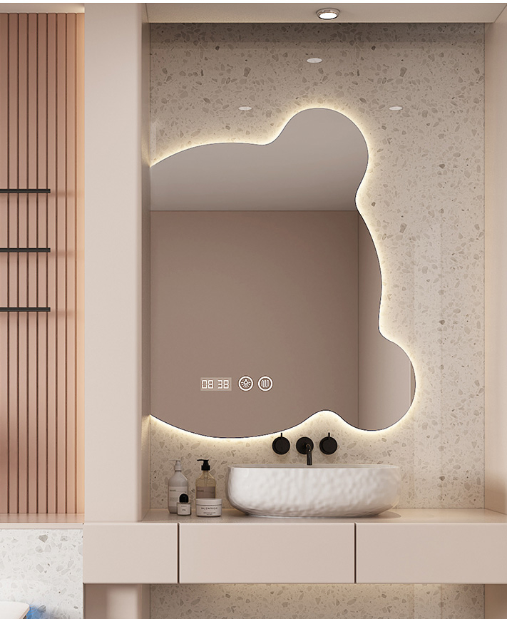 Hot Selling Cartoon Shaped Backlight Anti Fog Bath Wall Mirror Bathroom Intelligent LED Mirror Touch Screen