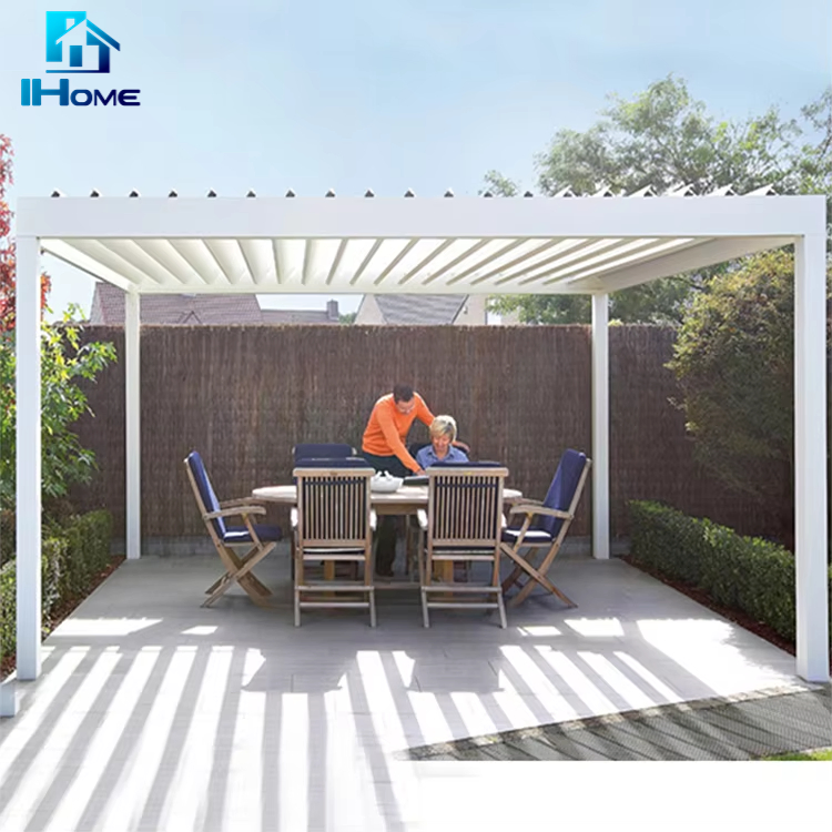 Garden Gazebo Aluminum Louvre Awning Electric Opening Patio Louver Roof Smart Pergola