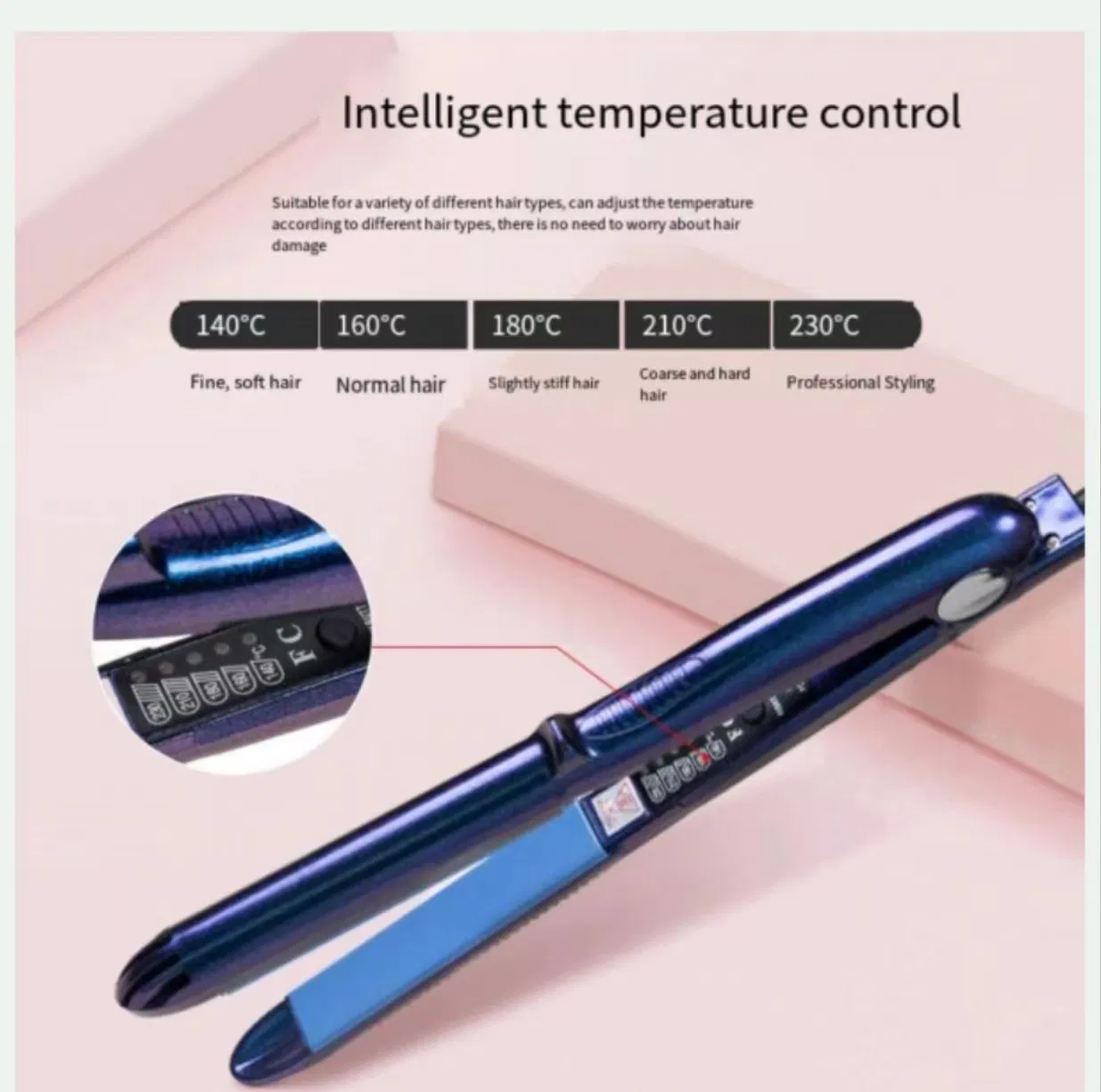 2024 Professional Fast Heating Titanium Hair Straightening Iron with GPPS+PA Material