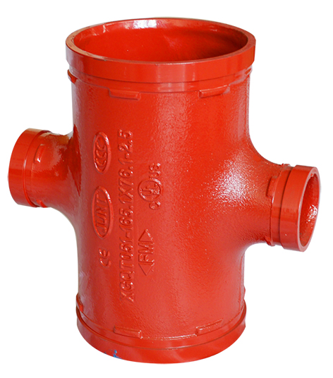 China Manufacture Grooved Systems Ductile Iron Grooved Reducing Cross for Fire Fighting Systems