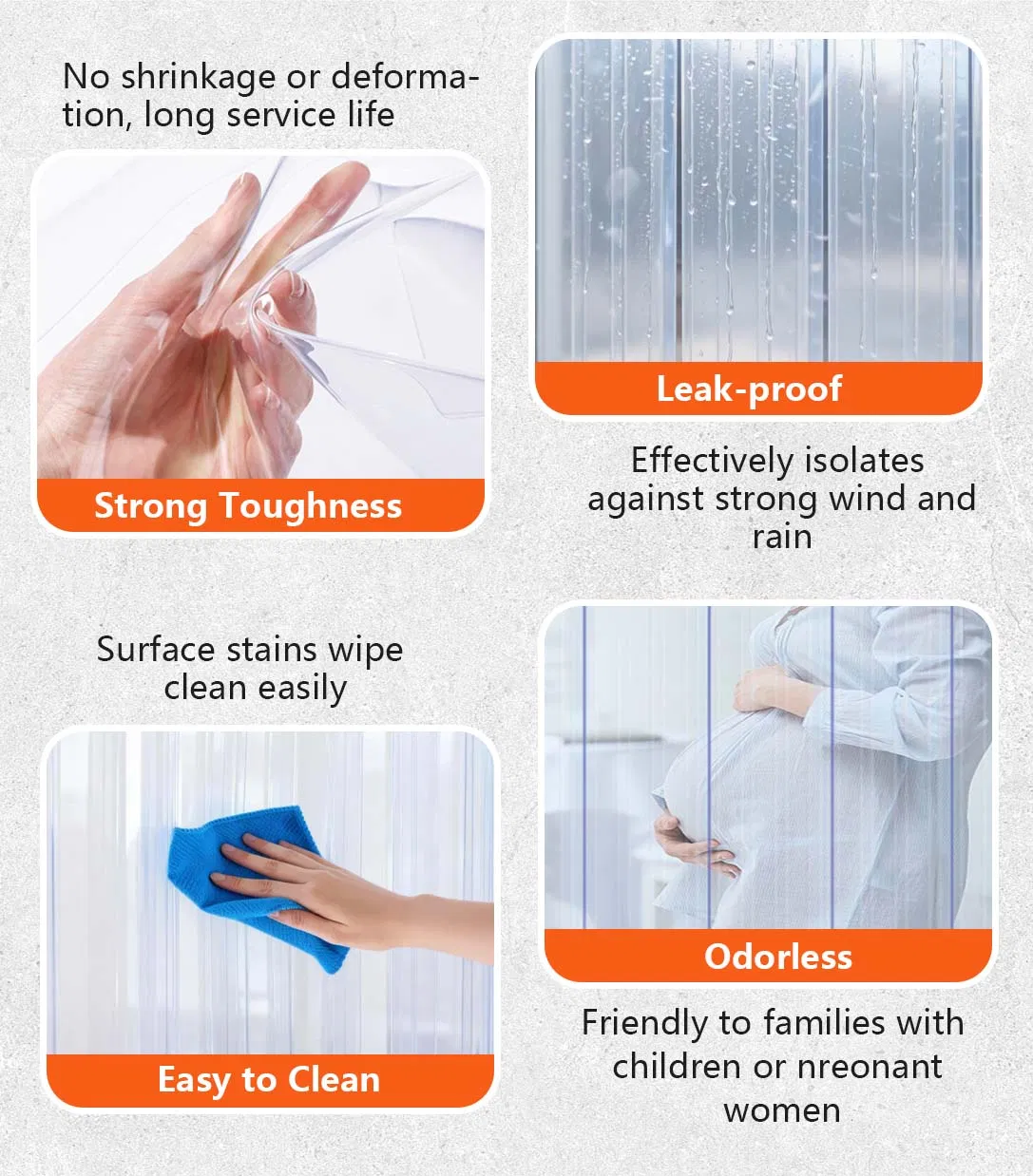 Tianhe 2mm Anti Cold Insect Resistant Outdoor Transparent Flexible PVC Strip Door Curtain Plastic Sheet Roll Size