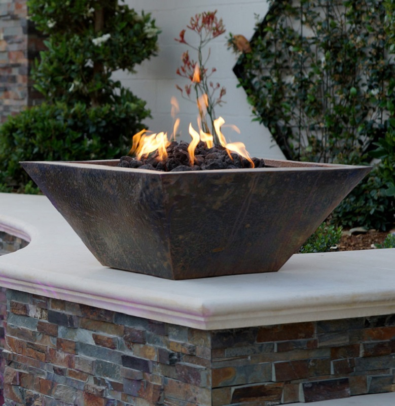 Corten Steel Pool Gas Fire Bowls Outdoor Propane Fire Pit Pot