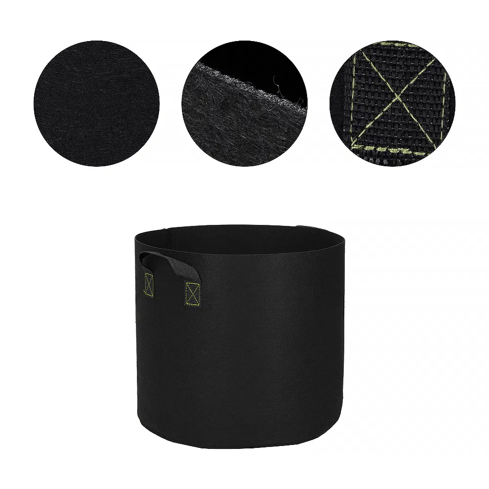 Double-Layer Heavy Duty Nonwoven Garden Plant Pots Breathable for Root Growth with Sturdy Handles