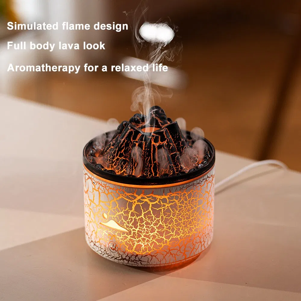 2024 New 180ml Mini Flame Volcano Aroma Ultrasonic Cool Mist Jellyfish Diffuser