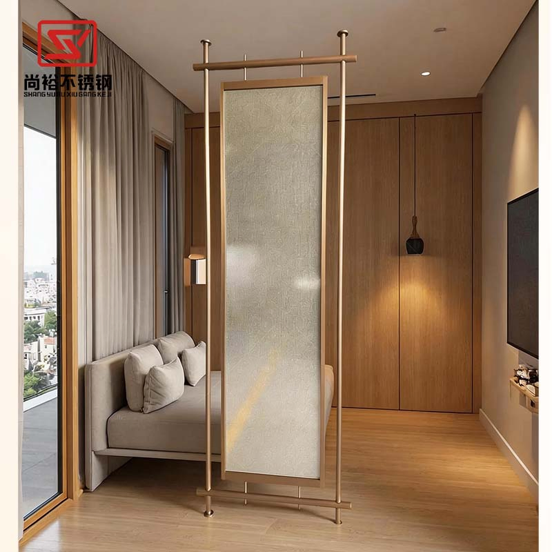 Hotel Lobby Art Screen 304 Stainless Steel Frame Frosted Glass Translucent Partition