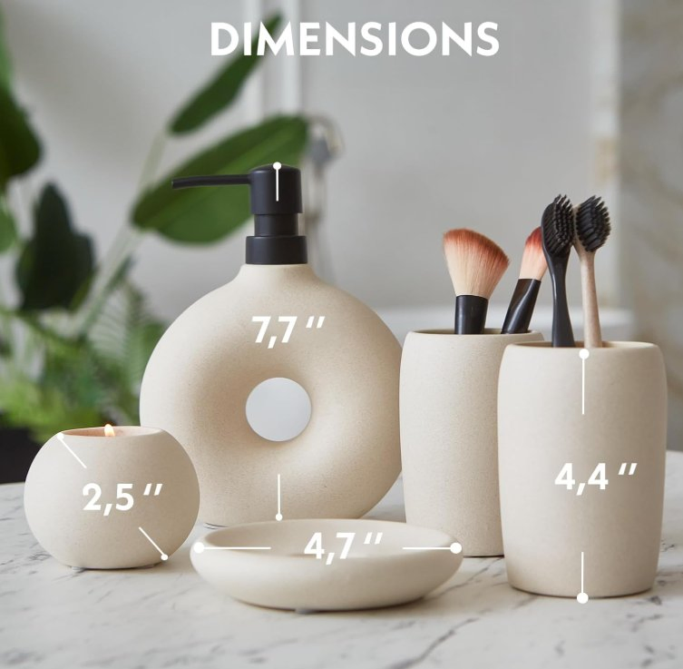 Tidy Look Single Ceramic Dispenser Neutral Shade Vanity Bathroom Accessories