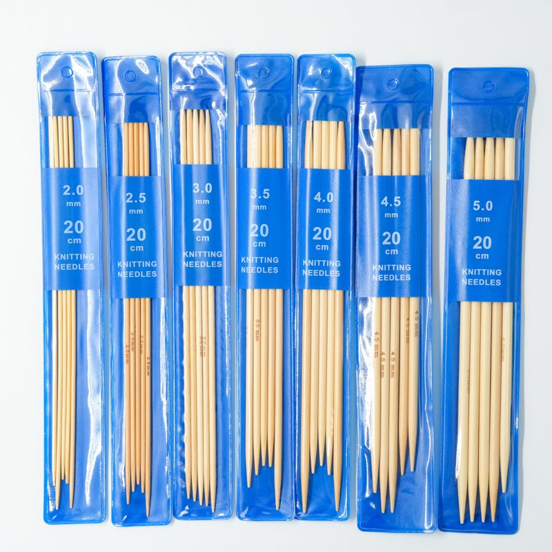 20cm 2-Pointed Bamboo Needle Set (7 SIZES/SET)