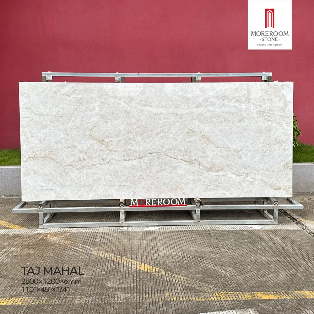 Elegant Agate Glass Base Bathroom Vanity Slabs with Taj Mahal Marble Texture