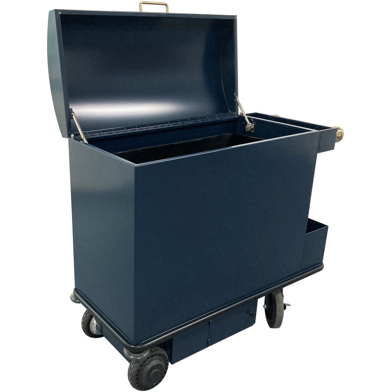 Heavy-Duty Electric Metal Trolley for Hotel Waste Management Durable Steel Construction Hotel Amenities
