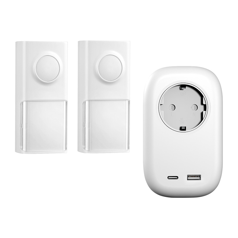 No Battery Kinetic Doorbell with USB/Type C/Socket Charging Door Chime