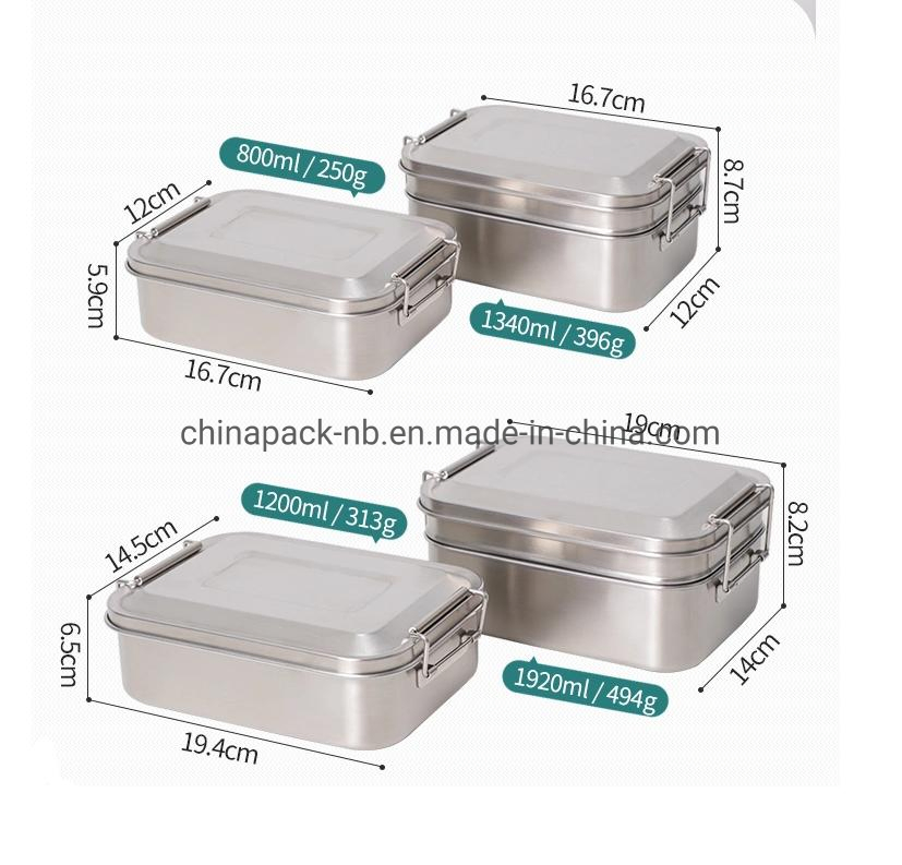 Stainless Steel Single/Double Layers Lunch Box; Eco Leakproof Lunch Box Stainless Steel Portable Lunch Box