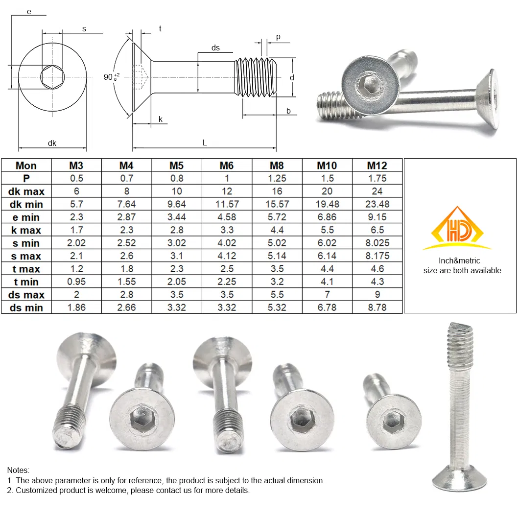High Quality Hexagon Socket Countersunk Head Captive Screw
