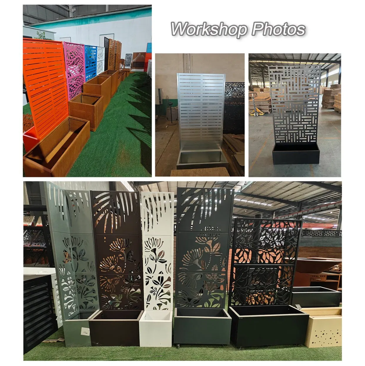 Yw Industrial Custom Service Manufacturer Garden Patio Heavy Metal Powder Coated Privacy Screen Planter Box with Trellis