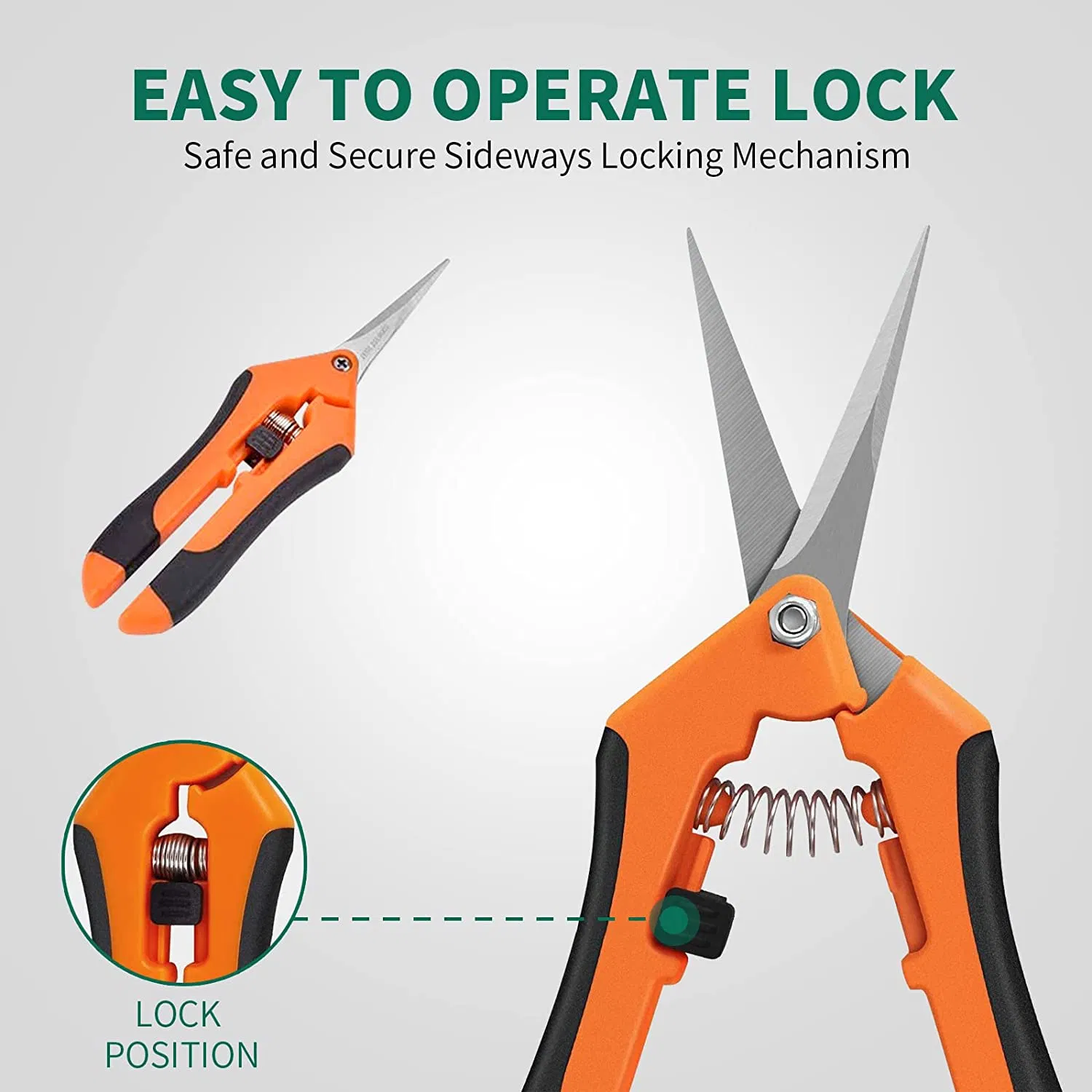 Hydroponic Straight Blade Trimming Pruning Shears Scissors Hydroponic Garden Orange Handle