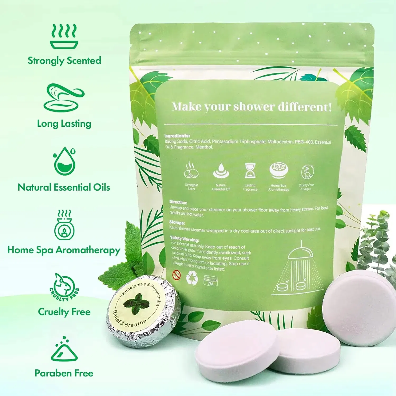 Refreshing Lemon Verbena Aromatherapy Shower Bombs for Home SPA Shower Steamers