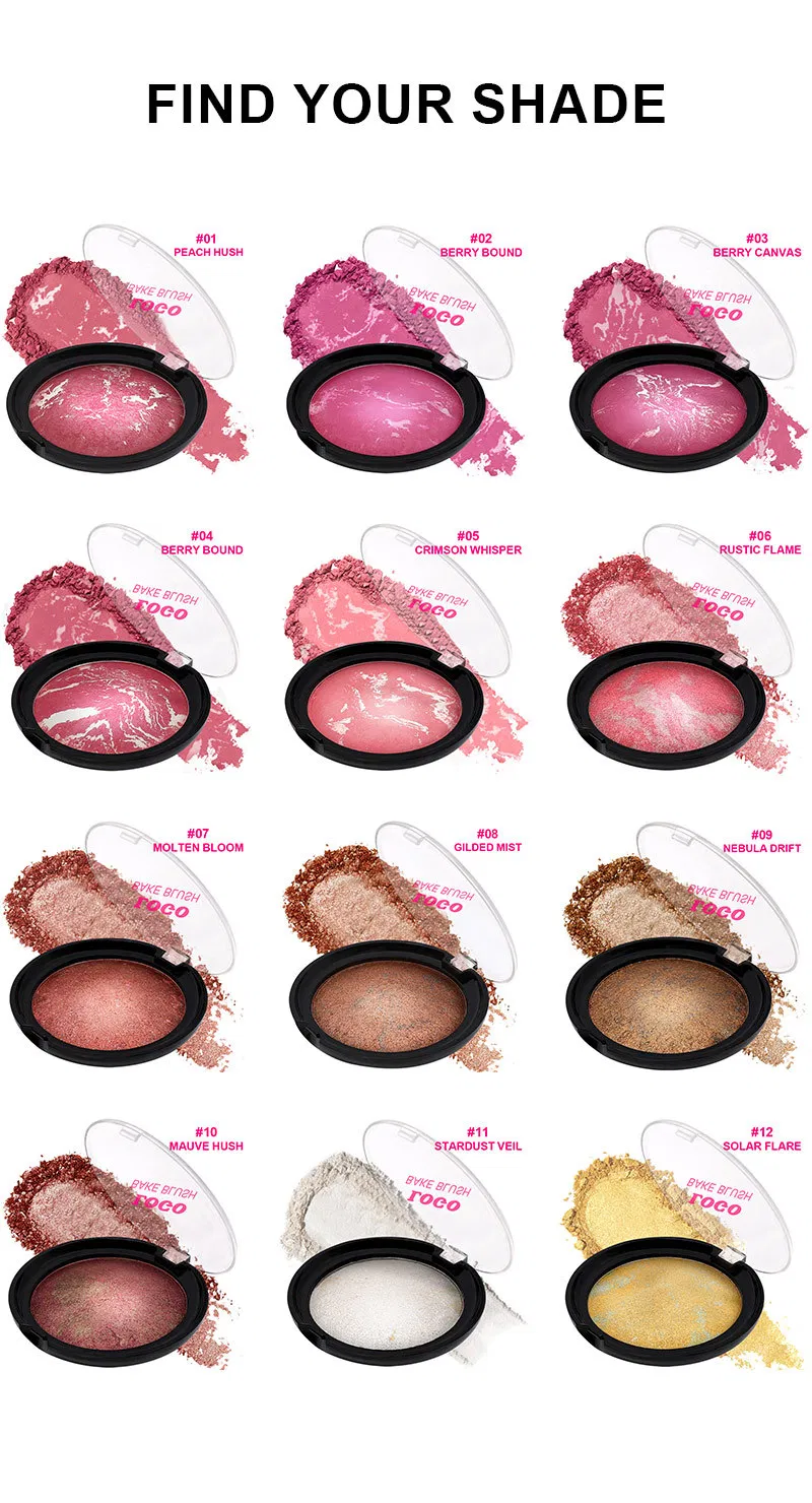 Baked Pink Blush Palette for Face Contour Bronzer Highlighter Wholesale Pressed Powder Blusher Makeup