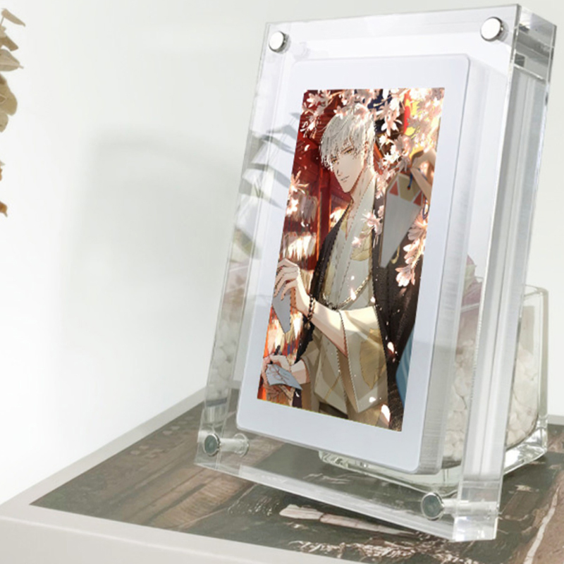 White Cheap Acrylic Photo Frame Digital Photo Frame Acrylic Photo Frame with MP3 7 Inch Acrylic LCD Screen Type-C JPG/BMP/PNG