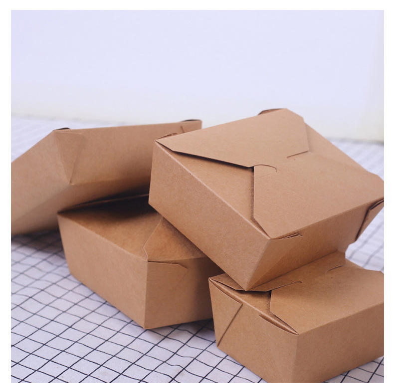 700ml to 1300ml Custom Disposable Restaurant Togo Container Take Away Lunch Packing Boxes for Fast Food Grade Kraft Paper Packaging Box