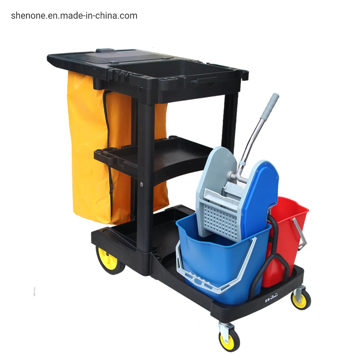 Shenone Wholesales High Quality Hotel Hospital Plastic Cleaning Service Janitorial Cart Housekeeping Trolley