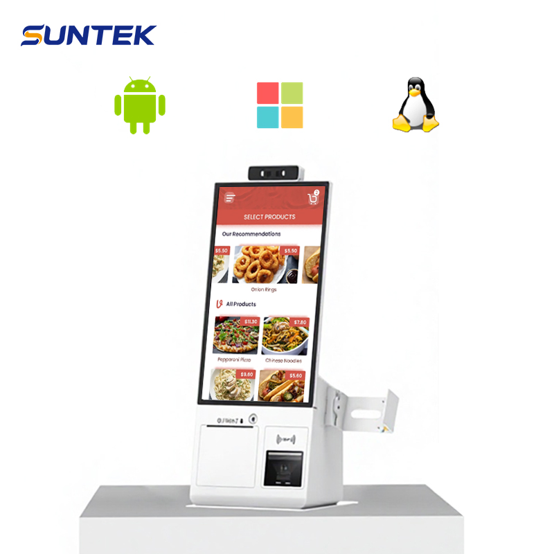 15.6 Inch Contactless Payment Suntek Android Windows OS Self-Service Kiosk with Qr Scanner
