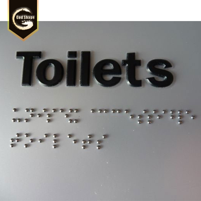 Custom Number Plates Acrylic Stainless Steel Restroom Toilet Sign Plate with Braille-0419e