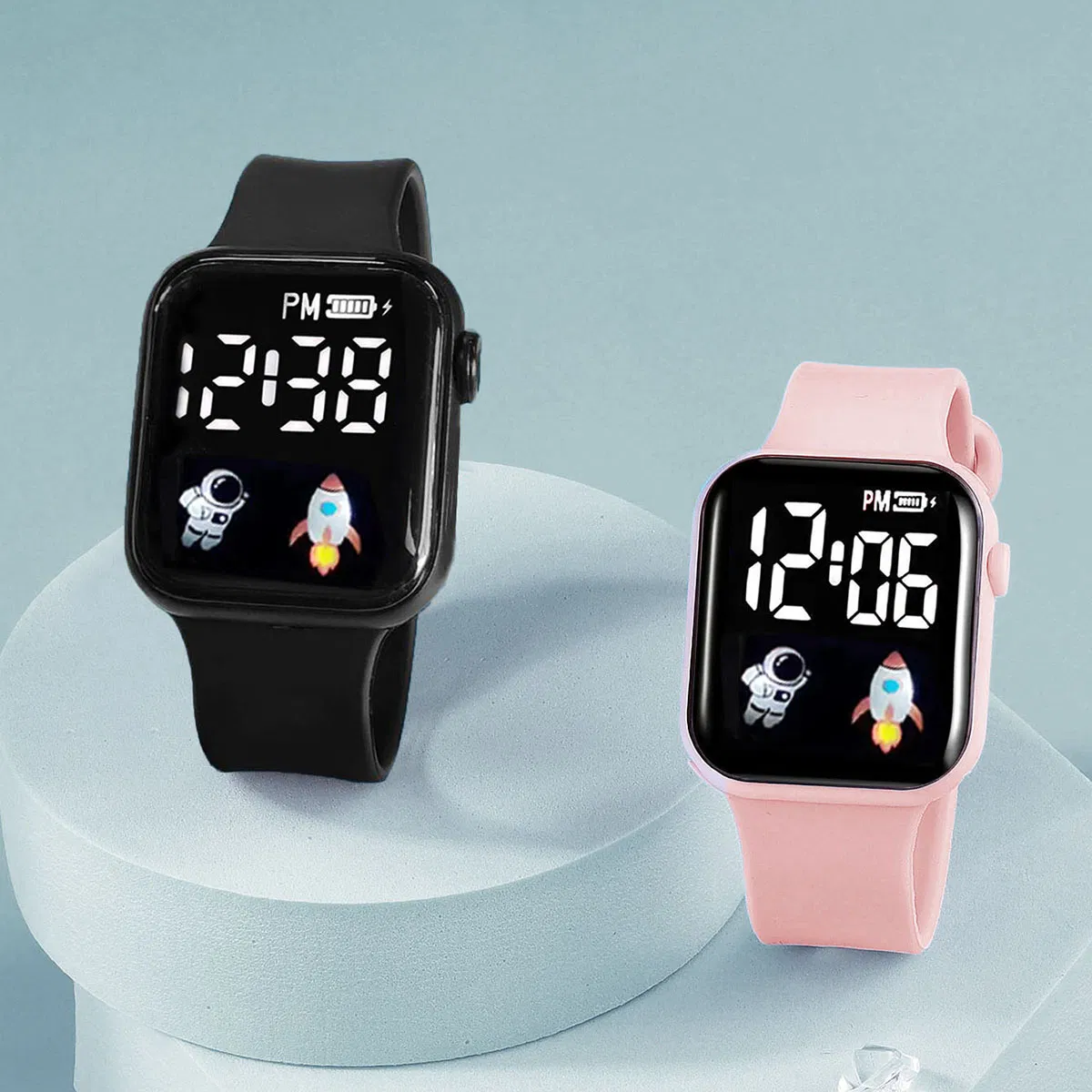 2 Color Watch Set Couple Gifts Cute Cartoon Gilr Pink