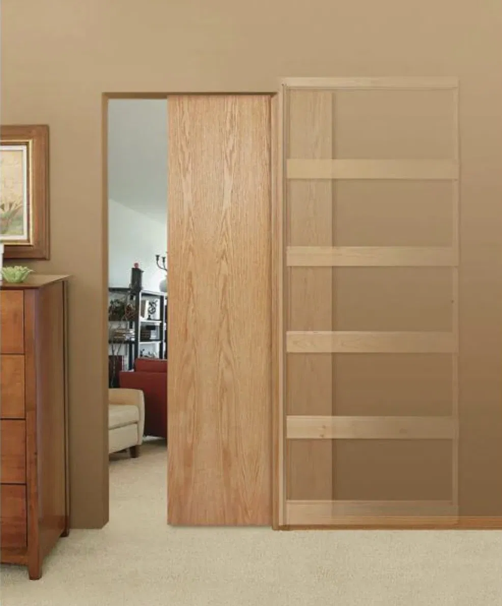Modern Interior Design Indoor Pocket Hidden Wooden Sliding Door for Bedroom, Bathroom and Office
